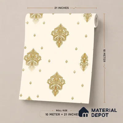 FE507-2 | 10 Meter x 21 Inch PVC Damask Look Wallpaper - 57 Sq. Ft. | Minimum 15% wastage during installation