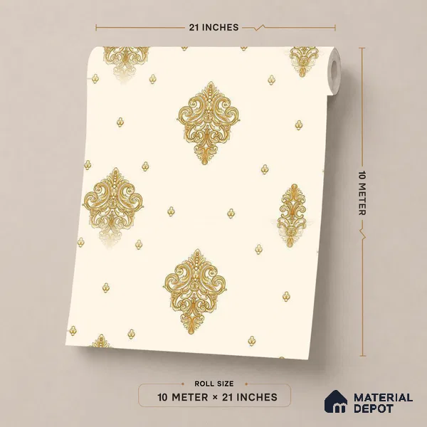 FE507-2 | 10 Meter x 21 Inch PVC Damask Look Wallpaper - 57 Sq. Ft. | Minimum 15% wastage during installation