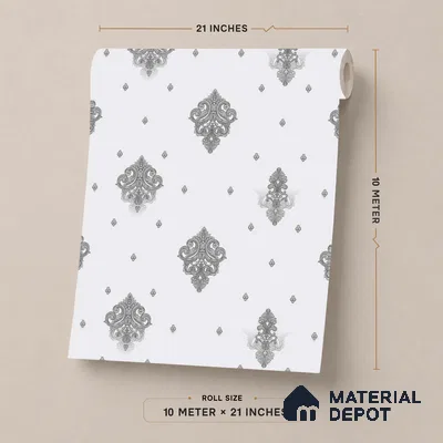 FE507-1 | 10 Meter x 21 Inch PVC Damask Look Wallpaper - 57 Sq. Ft. | Minimum 15% wastage during installation