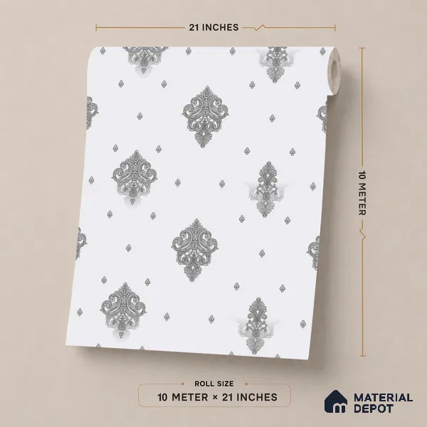 FE507-1 | 10 Meter x 21 Inch PVC Damask Look Wallpaper - 57 Sq. Ft. | Minimum 15% wastage during installation