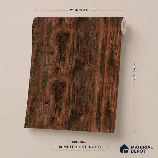 FE511-2 | 10 Meter x 21 Inch PVC Wood Look Wallpaper - 57 Sq. Ft. | Minimum 15% wastage during installation
