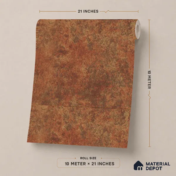 FE512-4 | Orange Corroded Metal PVC Textured Wallpaper - 10 Meter x 21 Inch, 57 Sq. Ft. (Min. 15% Wastage)