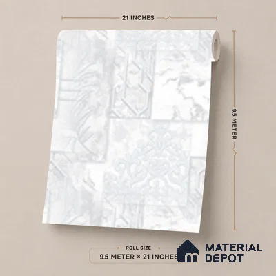 AA101008 | White & Silver Marble Deco Panel PVC Patterned Wallpaper - 9.5 Meter x 21 Inch, 55 Sq. Ft. (Min. 15% Wastage)