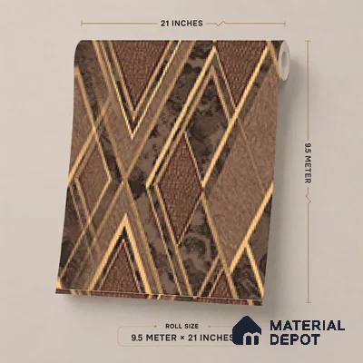 AA100105 | Copper Gold Diamond Trellis PVC Geometric Wallpaper - 9.5 Meter x 21 Inch, 55 Sq. Ft. (Min. 15% Wastage)