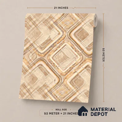 AA100607 | Beige & Gold Quilted Diamond Facet PVC Patterned Wallpaper - 9.5 Meter x 21 Inch, 55 Sq. Ft. (Min. 15% Wastage)