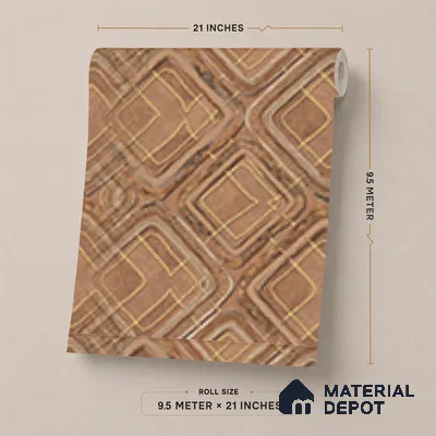 AA100608 | Brown & Gold Quilted Diamond Facet PVC Patterned Wallpaper - 9.5 Meter x 21 Inch, 55 Sq. Ft. (Min. 15% Wastage)