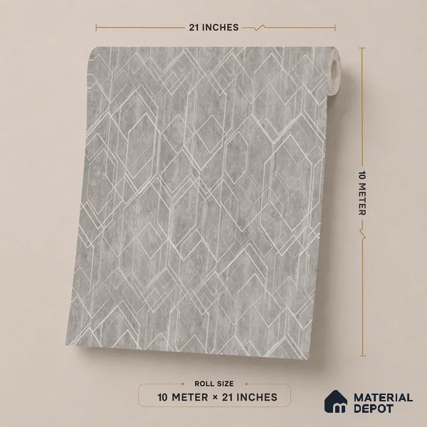 AMBL23405 | Taupe Grey Diamond Panel Geometric Wallpaper - 10 Meter x 21 Inches, 57.05 Sq. Ft. (Min. 15% Wastage)