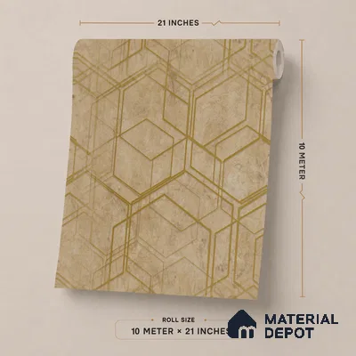 AMBL23411 | Sand Hexagon Line Geometric Wallpaper - 10 Meter x 21 Inches, 57.05 Sq. Ft. (Min. 15% Wastage)