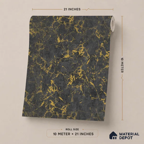 AMBL23402 | Black Vein Marble Textured Wallpaper - 10 Meter x 21 Inches, 57.05 Sq. Ft. (Min. 15% Wastage)