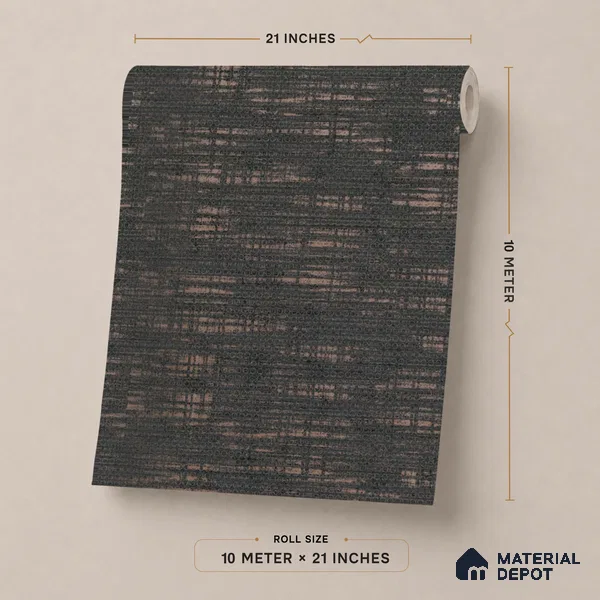 AMBL23424 | Black Frayed Ikat Textured Wallpaper - 10 Meter x 21 Inches, 57.05 Sq. Ft. (Min. 15% Wastage)