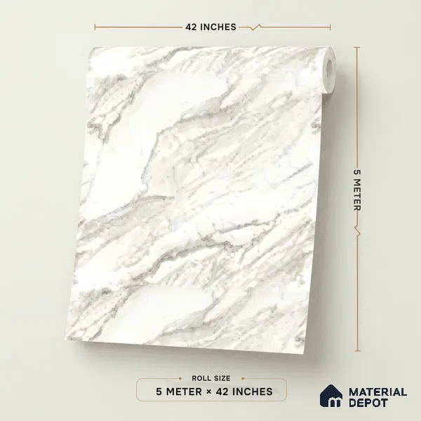 85110-3 | 5 Meter x 42 Inch PVC Marble Look Wallpaper - 57 Sq. Ft. | Minimum 10% wastage during installation