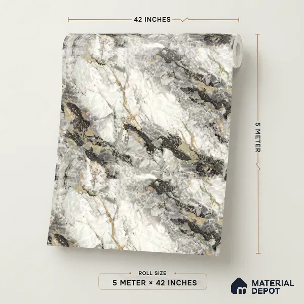 85108-5 | 5 Meter x 42 Inch PVC Marble Look Wallpaper - 57 Sq. Ft. | Minimum 10% wastage during installation