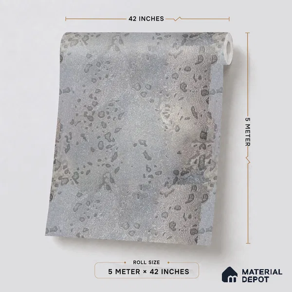 RD2601 | Grey Leopard Spots PVC Textured Wallpaper - 10 Meter x 21 Inch, 57 Sq. Ft. (Min. 15% Wastage)