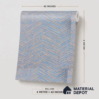 RD2609 | Blue & Tan Chevron Zigzag PVC Patterned Wallpaper - 10 Meter x 21 Inch, 57 Sq. Ft. (Min. 15% Wastage)