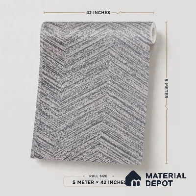 RD2605 | Charcoal Grey Chevron Zigzag PVC Patterned Wallpaper - 10 Meter x 21 Inch, 57 Sq. Ft. (Min. 15% Wastage)