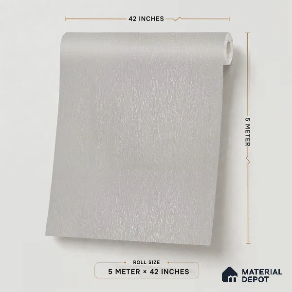 RD2642 | Grey Crinkled Foil PVC Textured Wallpaper - 10 Meter x 21 Inch, 57 Sq. Ft. (Min. 15% Wastage)