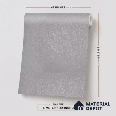 RD2646 | Grey Crinkled Foil PVC Textured Wallpaper - 10 Meter x 21 Inch, 57 Sq. Ft. (Min. 15% Wastage)