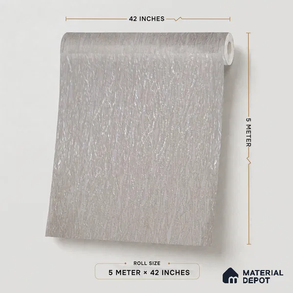 RD2641 | Grey Crinkled Foil PVC Textured Wallpaper - 10 Meter x 21 Inch, 57 Sq. Ft. (Min. 15% Wastage)