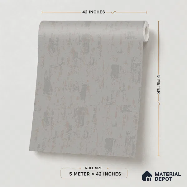 RD2650 | Grey Scraped Plaster PVC Textured Wallpaper - 10 Meter x 21 Inch, 57 Sq. Ft. (Min. 15% Wastage)