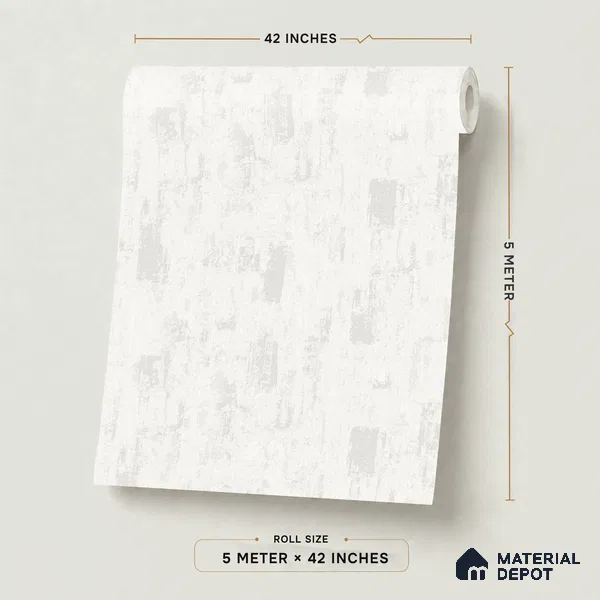 RD2651 | White Scraped Plaster PVC Textured Wallpaper - 10 Meter x 21 Inch, 57 Sq. Ft. (Min. 15% Wastage)
