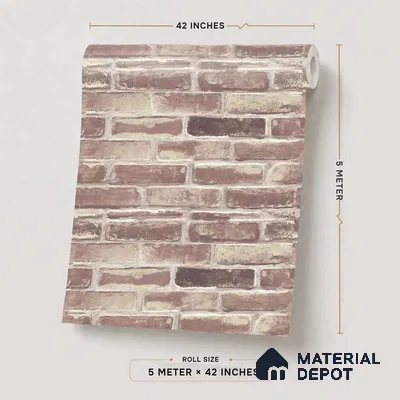 RD2662 | 10 Meter x 21 Inch PVC Brick Look Wallpaper - 57 Sq. Ft. | Minimum 15% wastage during installation