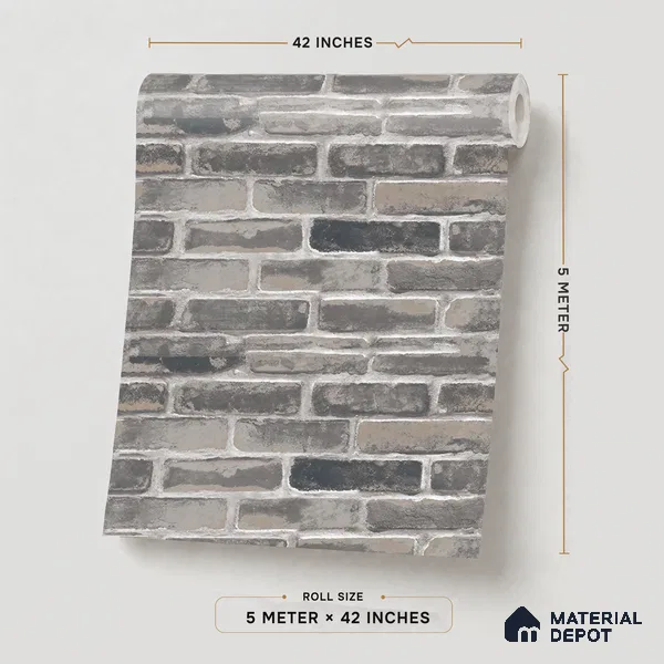 RD2660 | 10 Meter x 21 Inch PVC Brick Look Wallpaper - 57 Sq. Ft. | Minimum 15% wastage during installation