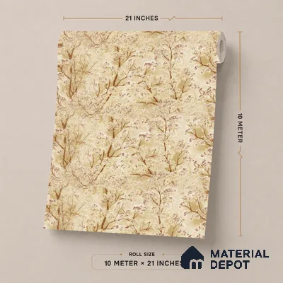 23802 | Caramel Fine Blossom Branches Floral Wallpaper - 10 Meter x 21 Inches, 57.41 Sq. Ft. (Min. 15% Wastage)
