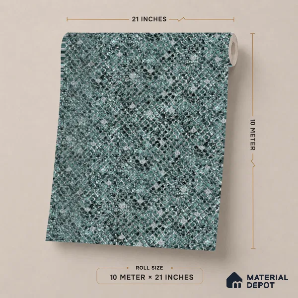 23807 | Teal Green Diamond Crosshatch Texture Patterned Wallpaper - 10 Meter x 21 Inches, 57.41 Sq. Ft. (Min. 15% Wastage)