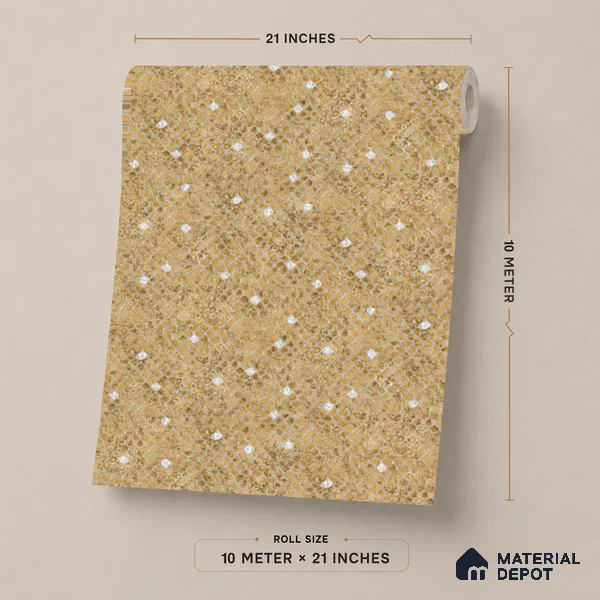 23810 | Mustard Gold Dot Sparkle Texture Patterned Wallpaper - 10 Meter x 21 Inches, 57.41 Sq. Ft. (Min. 15% Wastage)