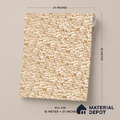 23817 | Warm Beige Woven Floral Texture Patterned Wallpaper - 10 Meter x 21 Inches, 57.41 Sq. Ft. (Min. 15% Wastage)