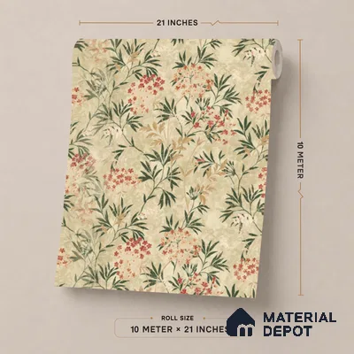23822 | Sand Berry Sprigs Floral Wallpaper - 10 Meter x 21 Inches, 57.41 Sq. Ft. (Min. 15% Wastage)