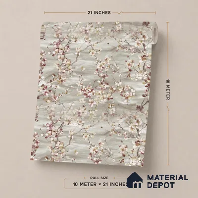 23855 | Taupe Blossom Twigs Floral Wallpaper - 10 Meter x 21 Inches, 57.41 Sq. Ft. (Min. 15% Wastage)
