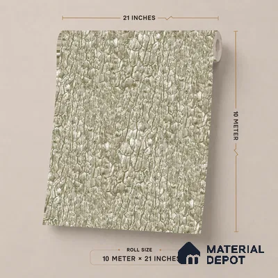 23866 | Sage Gold Cracked Leather Texture Look Wallpaper 10 Meter x 21 Inches - 57.41 Sq. Ft. | Minimum 15% wastage during installation