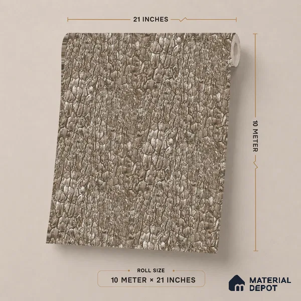 23867 | Dark Brown Cracked Leather Texture Look Wallpaper 10 Meter x 21 Inches - 57.41 Sq. Ft. | Minimum 15% wastage during installation