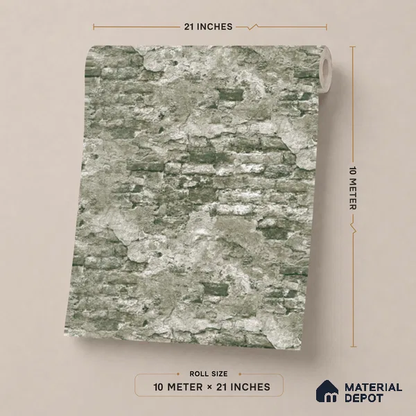 23872 | 10 Meter x 21 Inches Brick Look Wallpaper - 57.41 Sq. Ft. | Minimum 15% wastage during installation