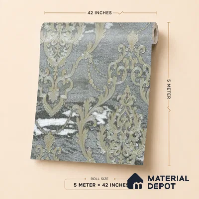 88003 | 5 Meter x 42 Inches Damask Look Wallpaper - 57.41 Sq. Ft. | Minimum 15% wastage during installation