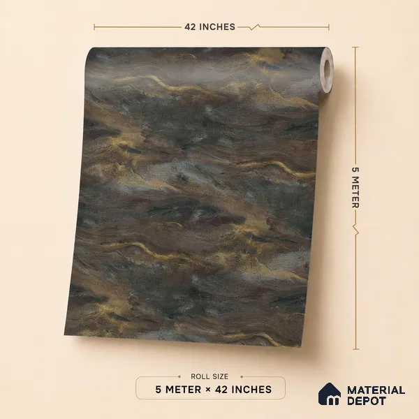 88106 | Brown Marble Wall Textured Wallpaper - 5 Meter x 42 Inches, 57.41 Sq. Ft. (Min. 15% Wastage)