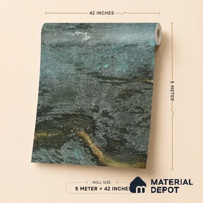 88101 | Teal Streak Stone Textured Wallpaper - 5 Meter x 42 Inches, 57.41 Sq. Ft. (Min. 15% Wastage)