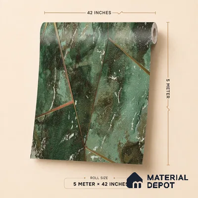 88306 | Green Marble Tile Geometric Wallpaper - 5 Meter x 42 Inches, 57.41 Sq. Ft. (Min. 15% Wastage)