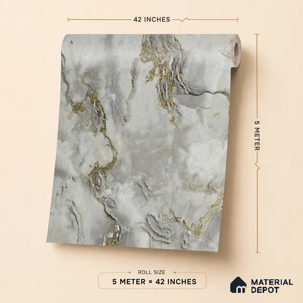 88403 | 5 Meter x 42 Inches Marble Look Wallpaper - 57.41 Sq. Ft. | Minimum 10% wastage during installation