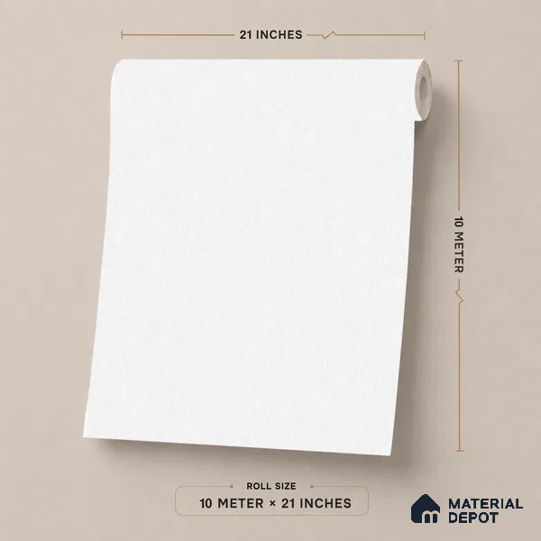 9021 | Soft White Plain Patterned Wallpaper - 10 Meter x 21 Inch, 57 Sq. Ft. (Min. 15% Wastage)