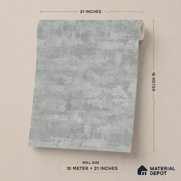 9074 | Mid Grey Streaked Plaster Patterned Wallpaper - 10 Meter x 21 Inch, 57 Sq. Ft. (Min. 15% Wastage)