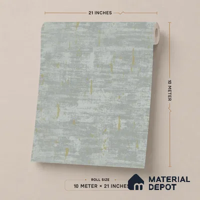 9049 | Sage Green & Gold Brushed Texture Patterned Wallpaper - 10 Meter x 21 Inch, 57 Sq. Ft. (Min. 15% Wastage)