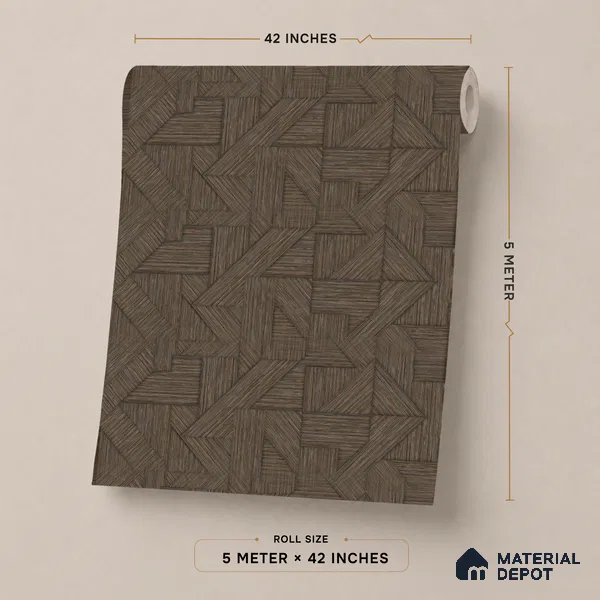74035-5 | Brown Chevron Veneer Geometric Wallpaper - 5 Meter x 42 Inch, 57.41 Sq. Ft. (Min. 15% Wastage)