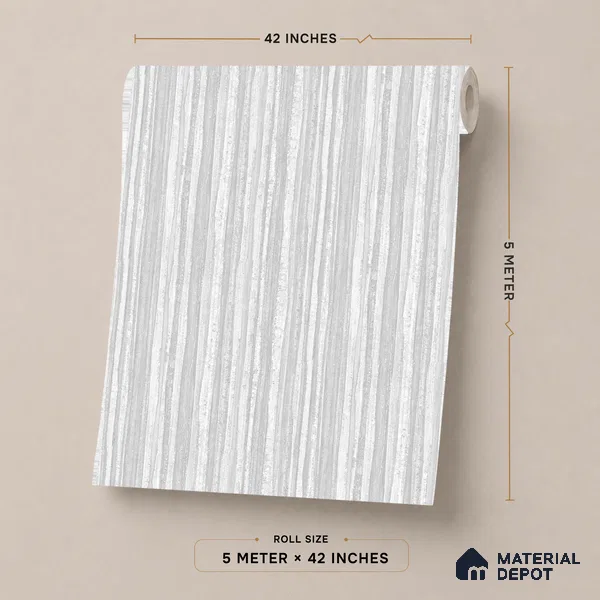 74050-3 | Silver White Vertical Linen Patterned Wallpaper - 5 Meter x 42 Inch, 57.41 Sq. Ft. (Min. 15% Wastage)