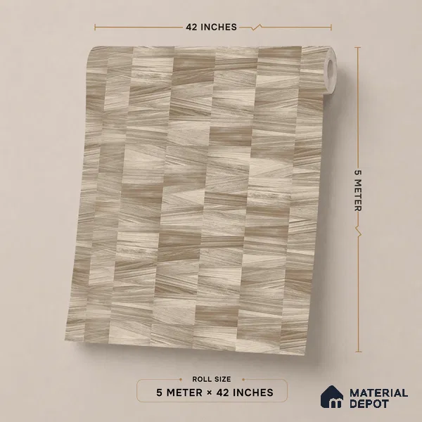 74049-4 | Walnut Brown Basketweave Patterned Wallpaper - 5 Meter x 42 Inch, 57.41 Sq. Ft. (Min. 15% Wastage)