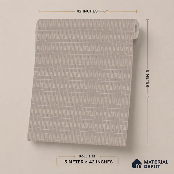 74040-4 | Warm Taupe Basketweave Dot Patterned Wallpaper - 5 Meter x 42 Inch, 57.41 Sq. Ft. (Min. 15% Wastage)
