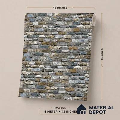 74047-1 | 5 Meter x 42 Inch 74047 Brick Look Wallpaper - 57.41 Sq. Ft. | Minimum 15% wastage during installation