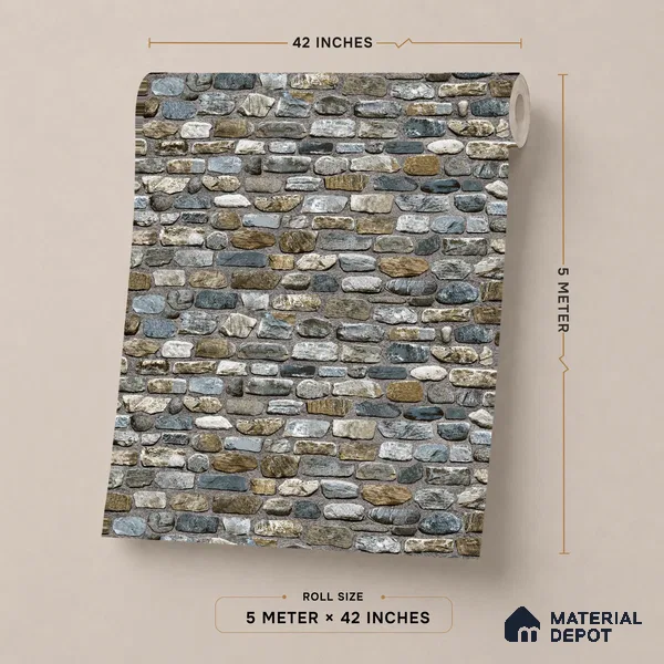 74047-1 | 5 Meter x 42 Inch 74047 Brick Look Wallpaper - 57.41 Sq. Ft. | Minimum 15% wastage during installation