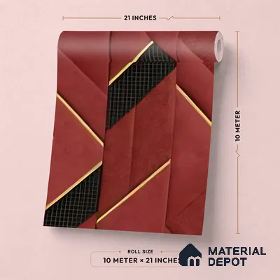 WK160-01 | Red & Black Leather Panel Facet Patterned Wallpaper - 10 Meter x 21 Inches, 57.37 Sq. Ft. (Min. 15% Wastage)